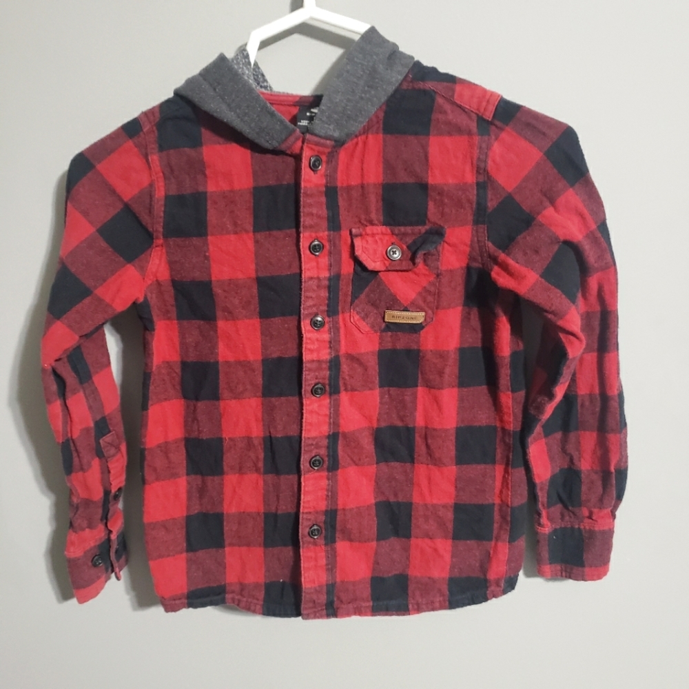 Ripzone youth flannel hoodie red plaid size S